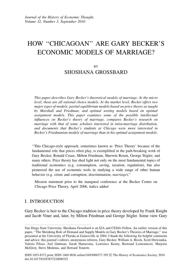 Are Gary Becker's Economic Models