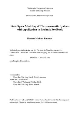 State Space Modeling of Thermoacoustic Systems with Application to Intrinsic Feedback