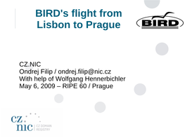 BIRD's Flight from Lisbon to Prague