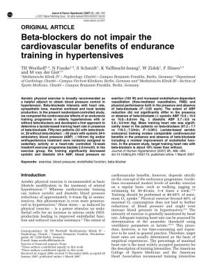 Beta-Blockers Do Not Impair the Cardiovascular Benefits of Endurance Training in Hypertensives
