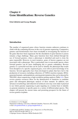 Chapter 4 Gene Identiﬁcation: Reverse Genetics