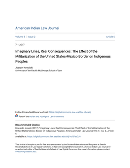 The Effect of the Militarization of the United States-Mexico Border on Indigenous Peoples