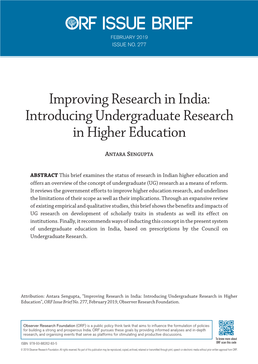 Introducing Undergraduate Research in Higher Education