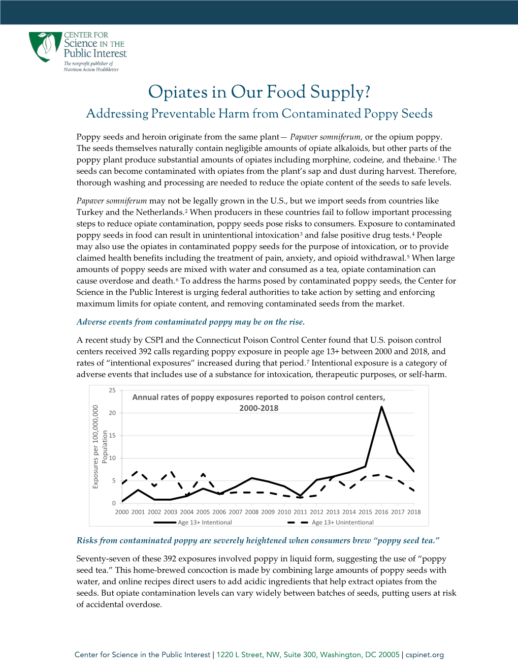 Opiates in Our Food Supply? Addressing Preventable Harm from Contaminated Poppy Seeds