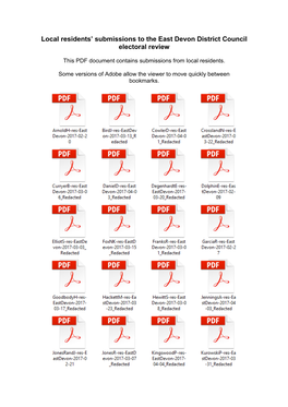 Local Residents' Submissions to the East Devon District Council