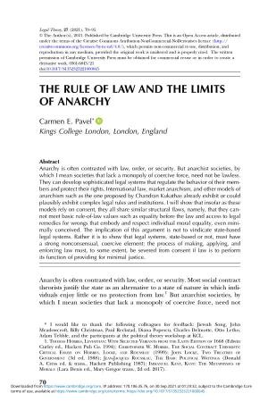 The Rule of Law and the Limits of Anarchy