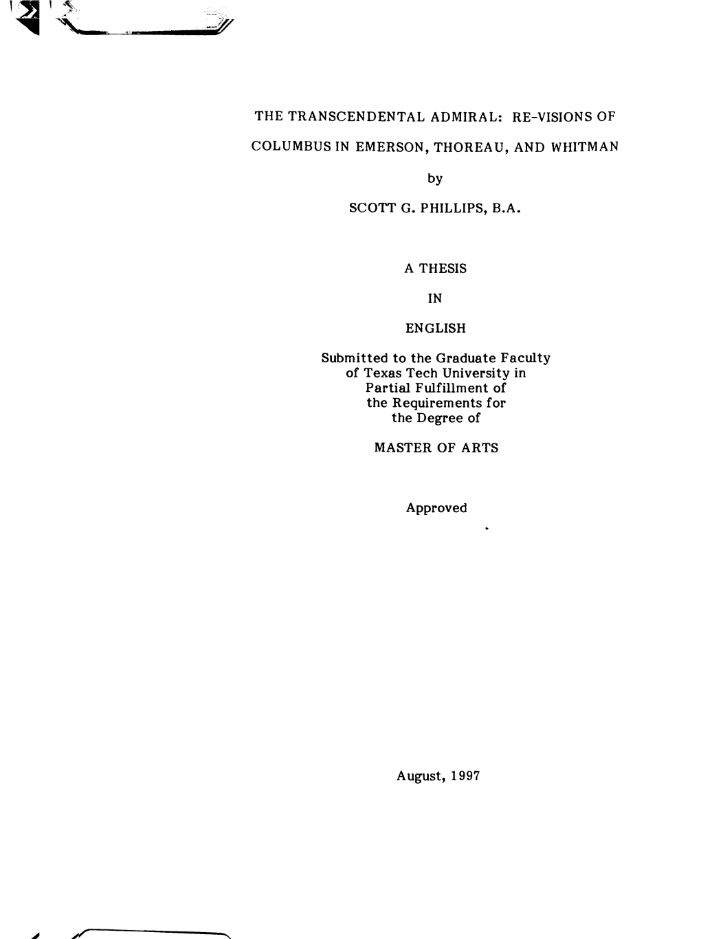 Re-Visions of Columbus in Emerson, Thoreau, And