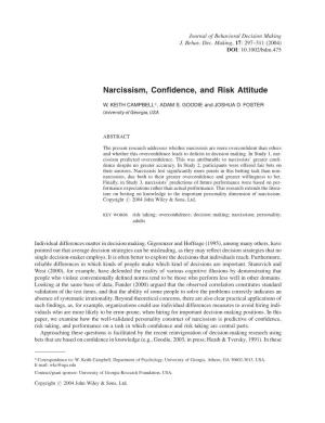 Narcissism, Confidence, and Risk Attitude