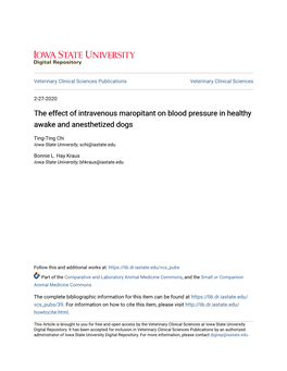 The Effect of Intravenous Maropitant on Blood Pressure in Healthy Awake and Anesthetized Dogs