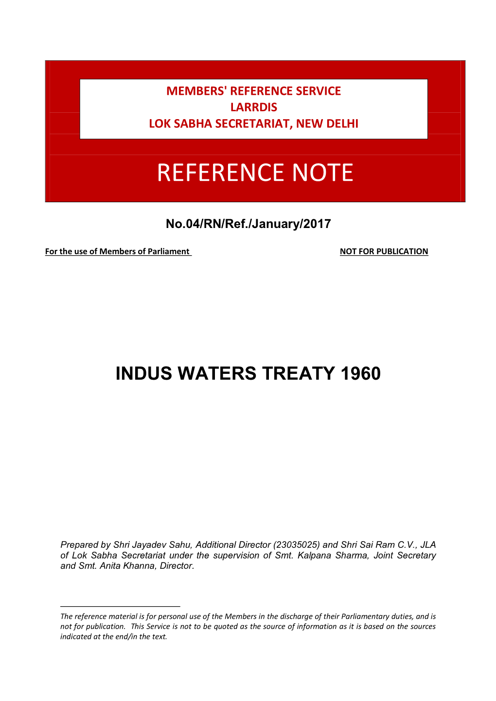 Indus Waters Treaty 1960