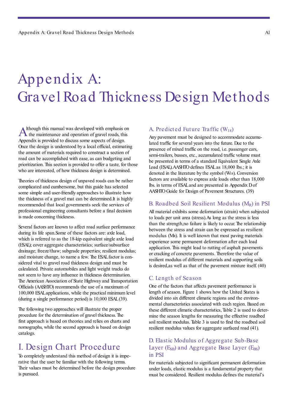 Gravel Roads: Maintenance and Design Manual-- Appendix A: Gravel Road Thickness Design Methods