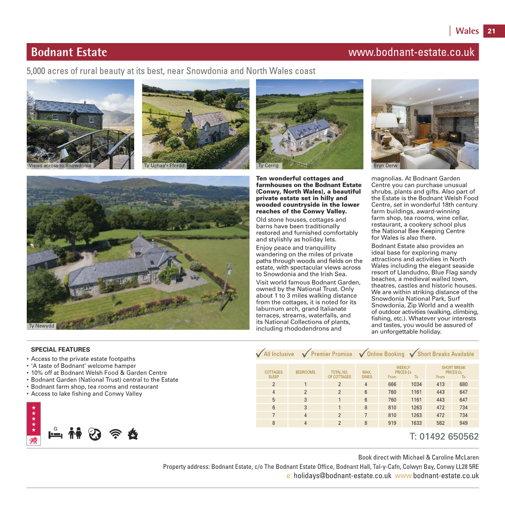 Bodnant Estate 5,000 Acres of Rural Beauty at Its Best, Near Snowdonia and North Wales Coast