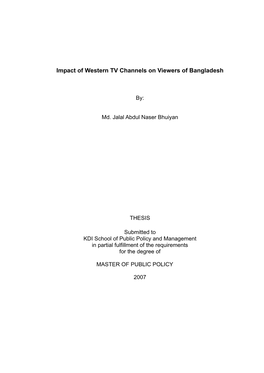 Impact of Western TV Channels on Viewers of Bangladesh