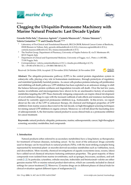 Clogging the Ubiquitin-Proteasome Machinery with Marine Natural Products: Last Decade Update