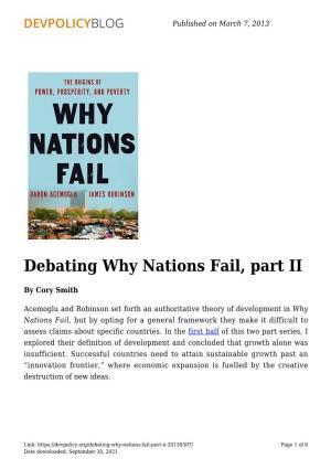 Debating Why Nations Fail, Part II