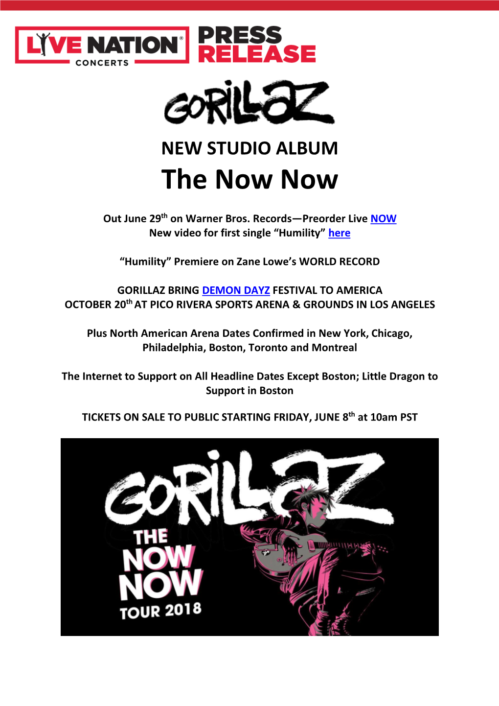 NEW STUDIO ALBUM the Now Now