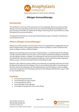 Allergen Immunotherapy