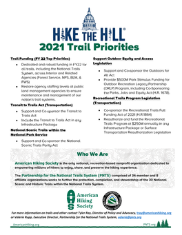 American Hiking Society Partnership for the National Trails System