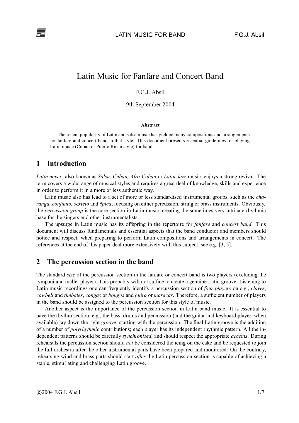 Latin Music for Fanfare and Concert Band