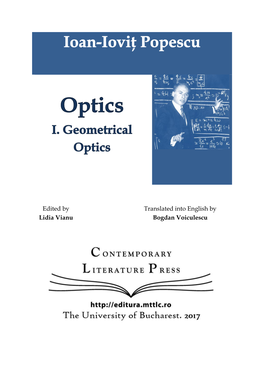 Ioan-Ioviţ Popescu Optics. I. Geometrical Optics