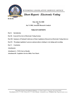Short Report: Electronic Voting