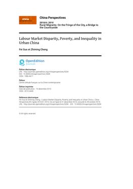 Labour Market Disparity, Poverty, and Inequality in Urban China