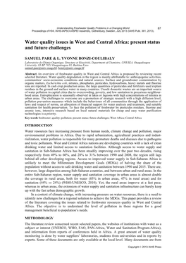 Water Quality Issues in West and Central Africa: Present Status and Future Challenges