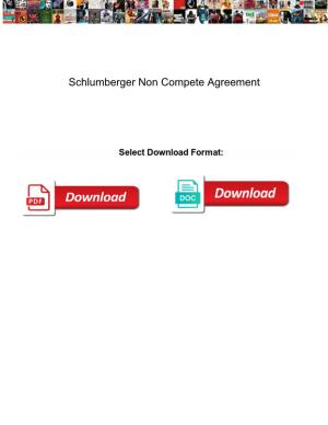 Schlumberger Non Compete Agreement