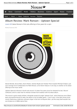 Album Review: Mark Ronson – Uptown Special | Nouse
