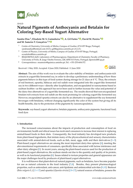 Natural Pigments of Anthocyanin and Betalain for Coloring Soy-Based Yogurt Alternative