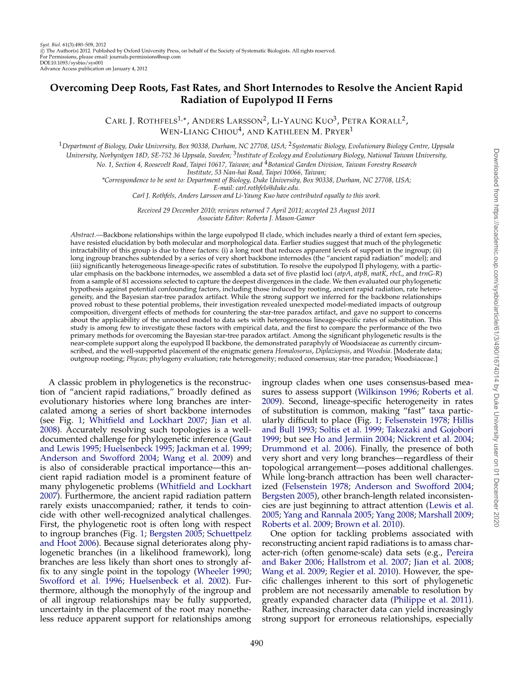 Overcoming Deep Roots, Fast Rates, and Short Internodes to Resolve the Ancient Rapid Radiation of Eupolypod II Ferns