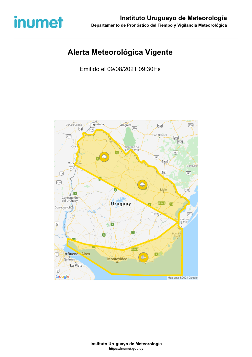 Alerta Meteorológica Vigente