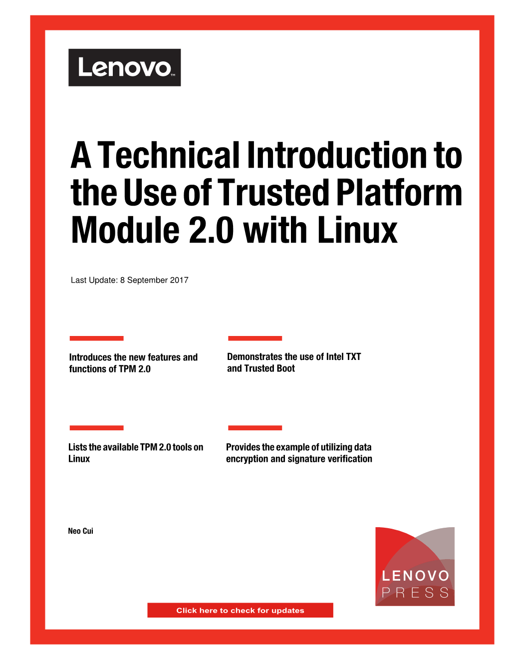 A Technical Introduction to the Use of Trusted Platform Module 2.0 with Linux