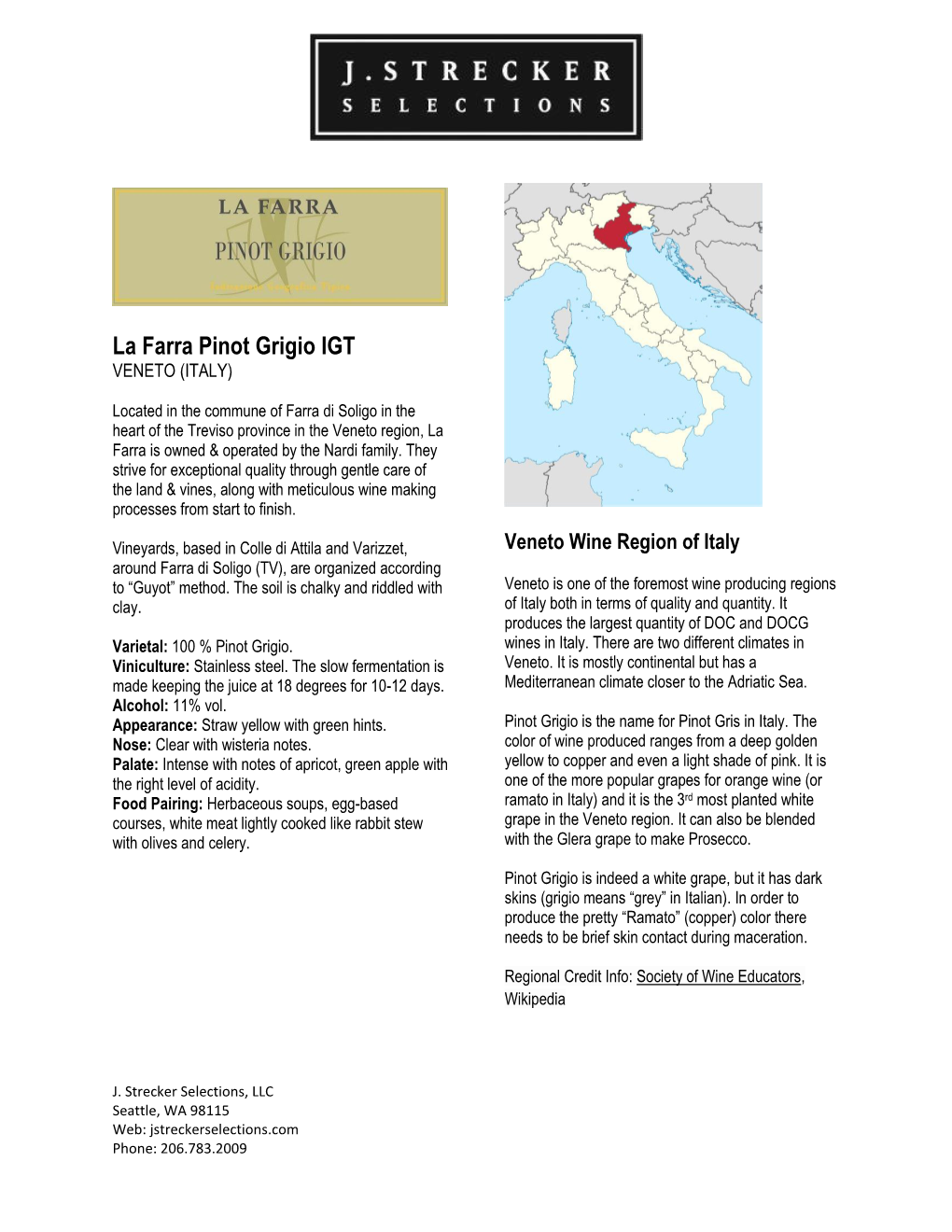 La Farra Pinot Grigio IGT VENETO (ITALY)