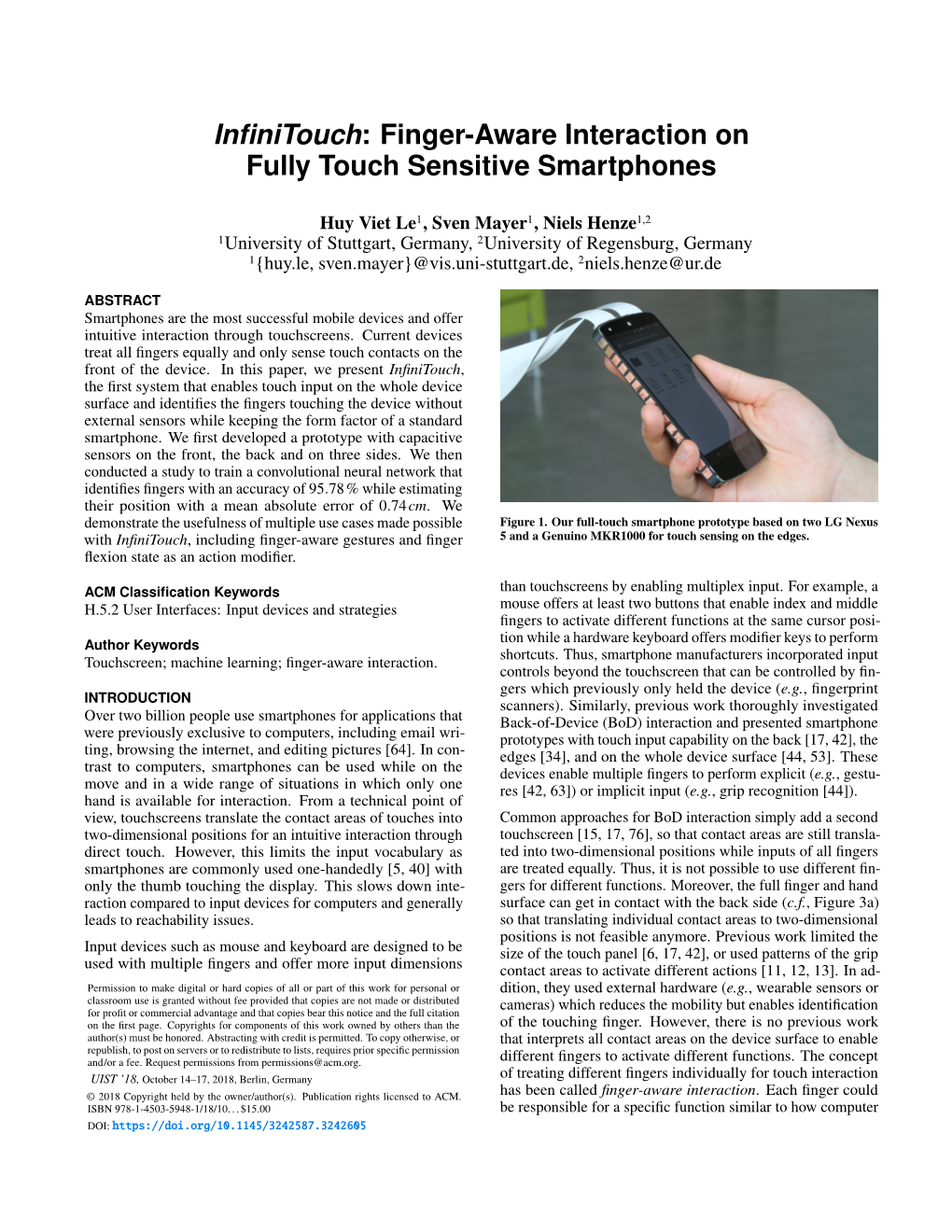 Infinitouch: Finger-Aware Interaction on Fully Touch Sensitive Smartphones