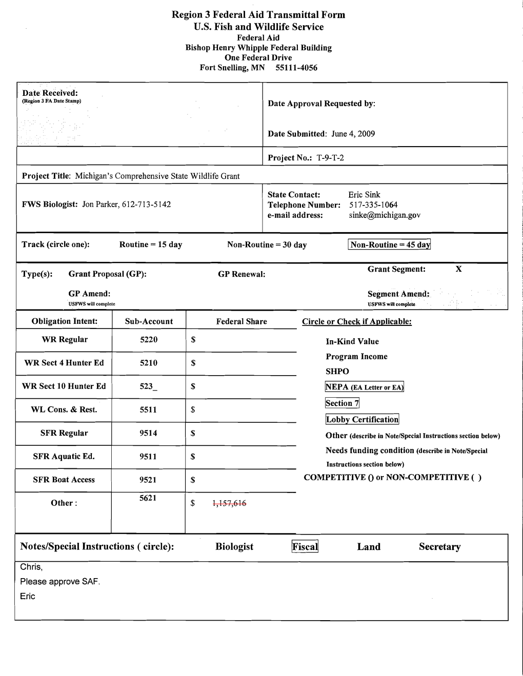 T-9-T-2 Grant Submittal Package