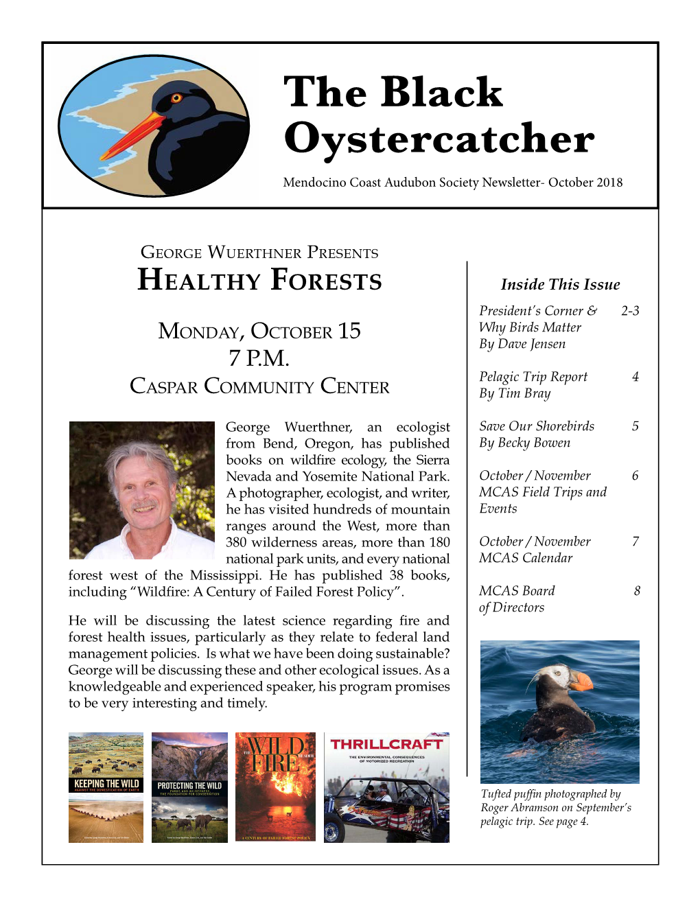 The Black Oystercatcher Mendocino Coast Audubon Society Newsletter- October 2018