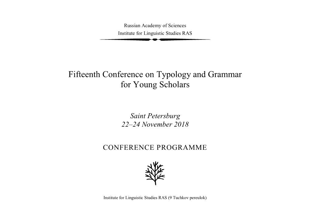 Fifteenth Conference on Typology and Grammar for Young Scholars