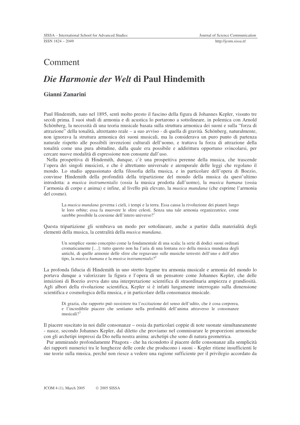 Comment Die Harmonie Der Welt Di Paul Hindemith