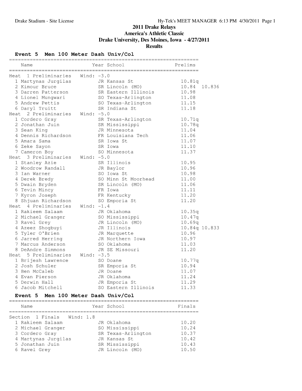 Men's U/C, Invitational (PDF)