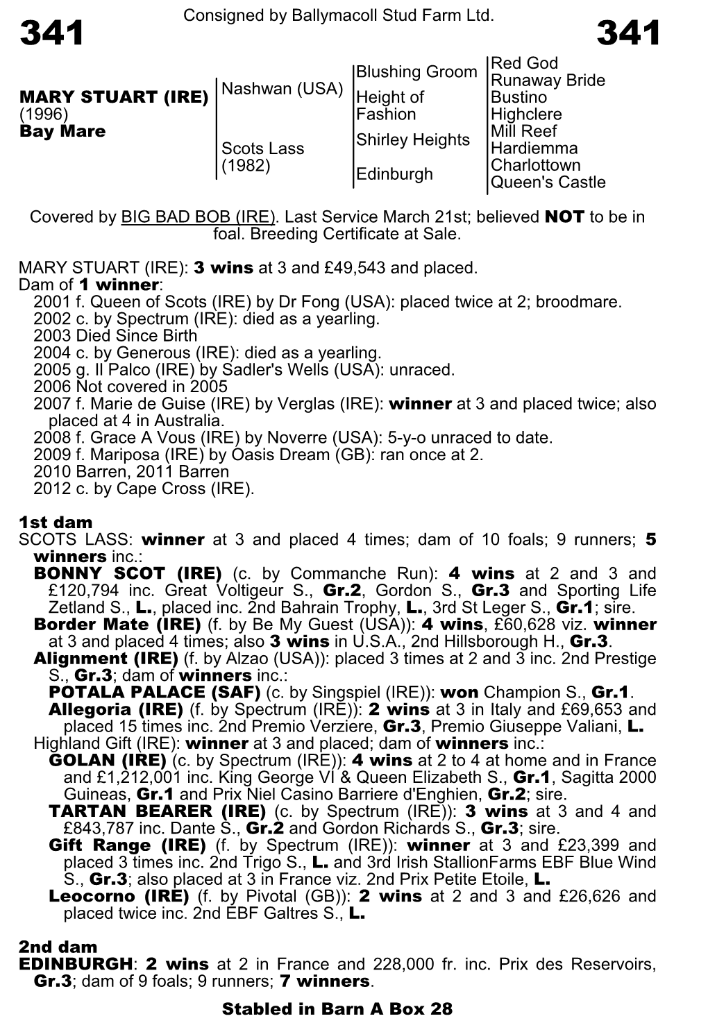 Consigned by Ballymacoll Stud Farm Ltd. Blushing Groom Red God Runaway Bride Nashwan