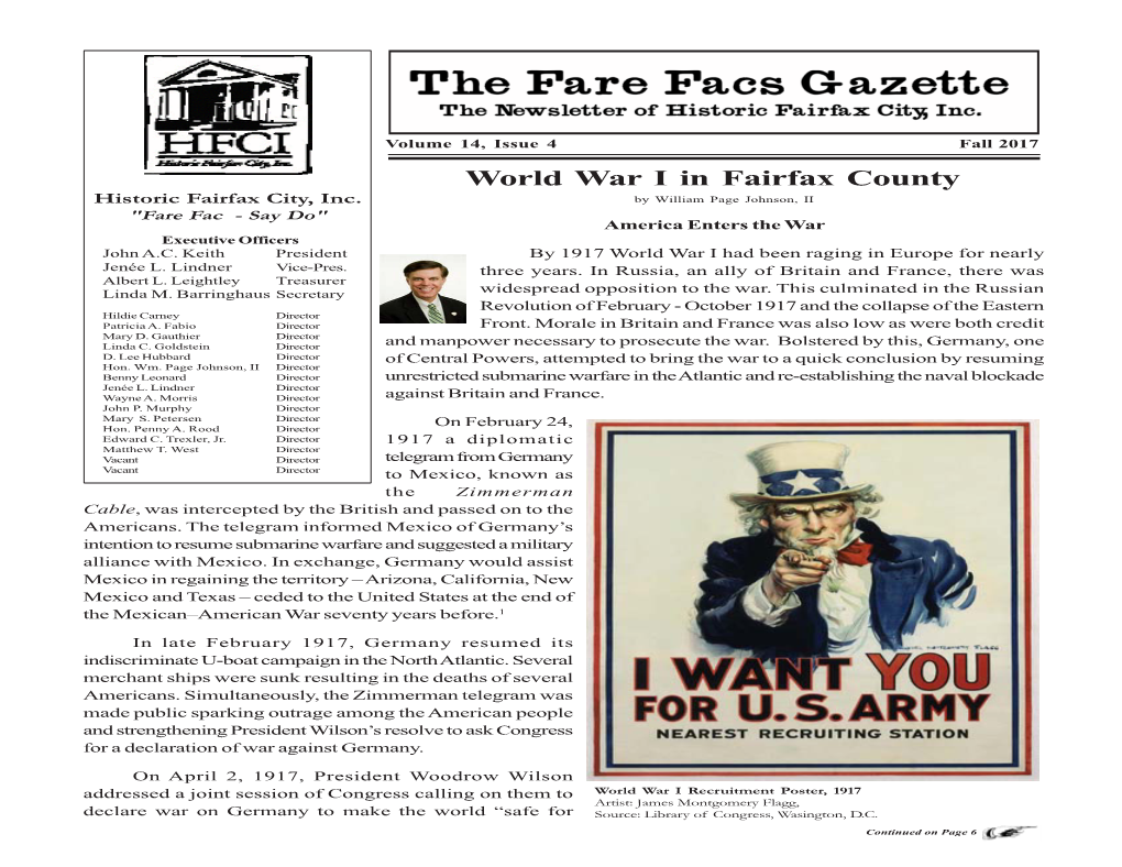 World War I in Fairfax County Historic Fairfax City, Inc