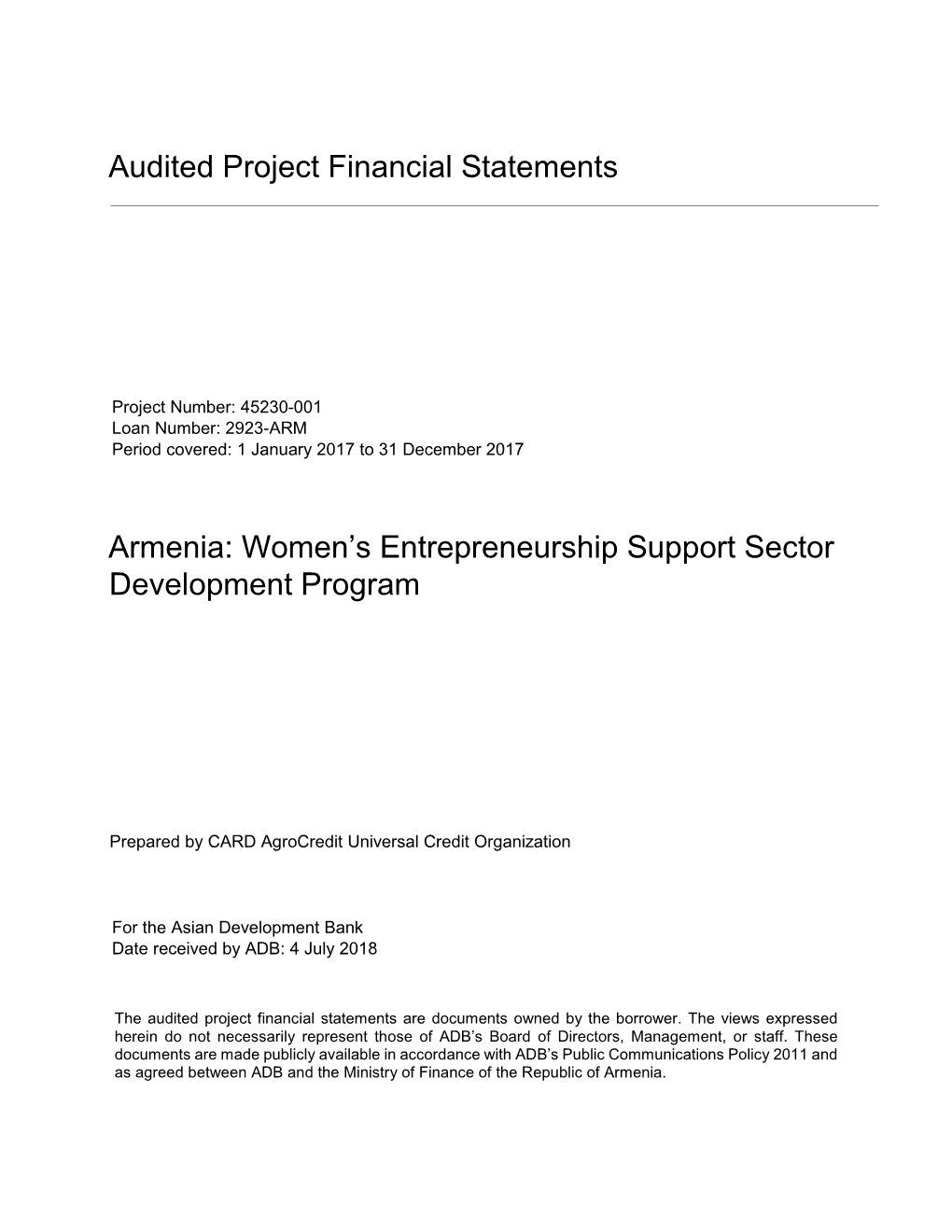 45230-001: Women's Entrepreneurship Support Sector