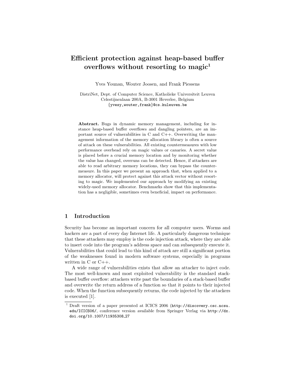 Efficient Protection Against Heap-Based Buffer