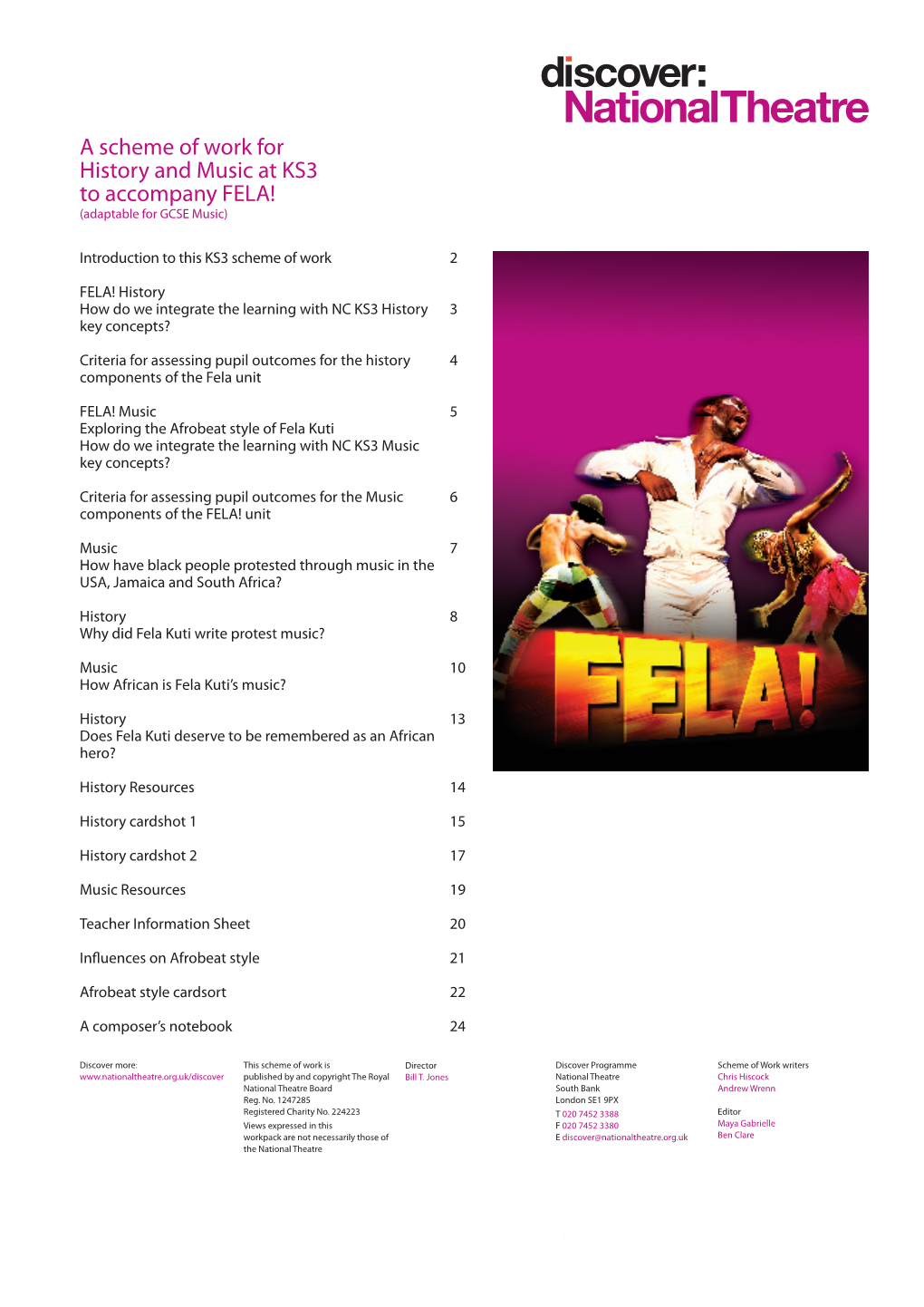 A Scheme of Work for History and Music at KS3 to Accompany FELA! (Adaptable for GCSE Music)