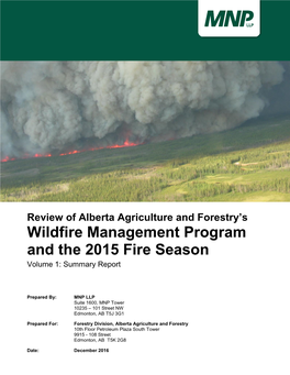 2015 Fire Season and Wildfire Management Program Review