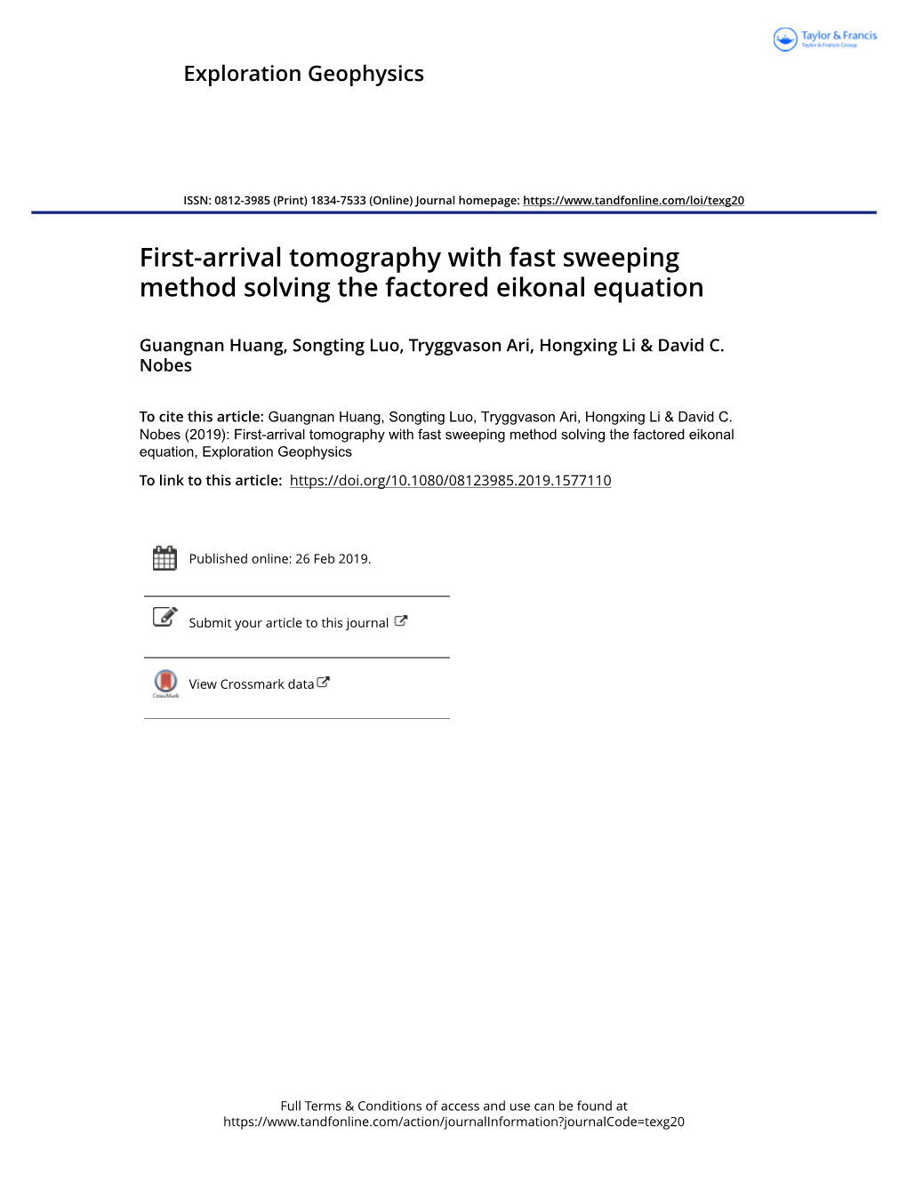 First-Arrival Tomography with Fast Sweeping Method Solving the Factored Eikonal Equation