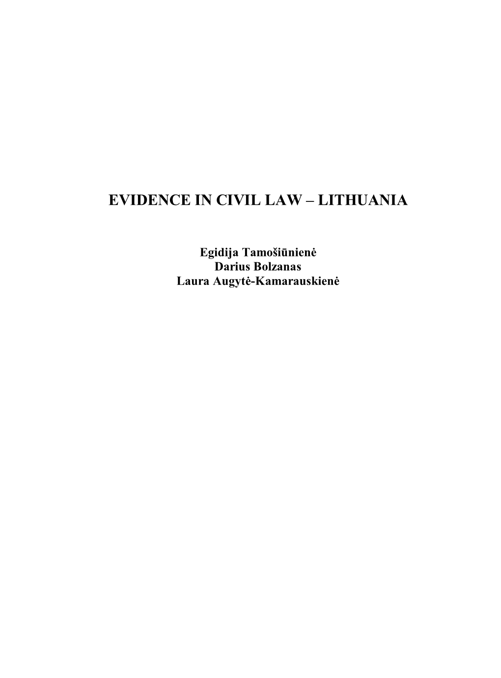 Evidence in Civil Law – Lithuania