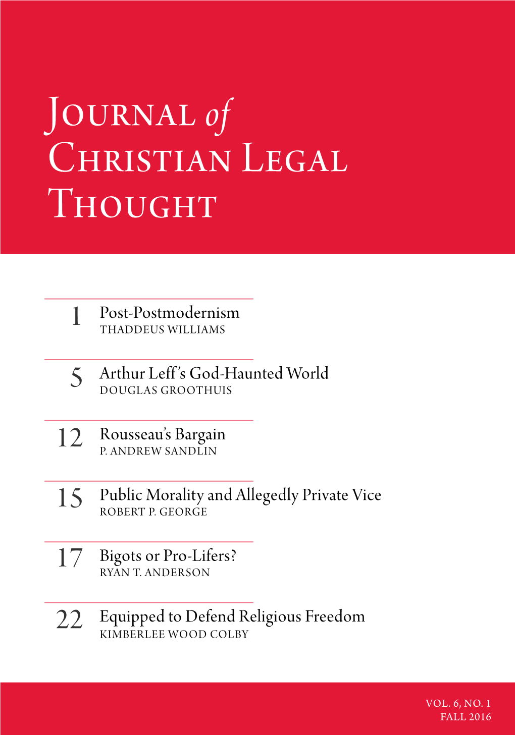 Journal of Christian Legal Thought