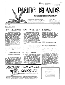 Pacific Islands Communication Newsletter, June 1976, Vol. 6, No. 2